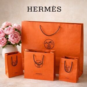 Hermès Orange Empty Shopping Bags Set 4 Authentic